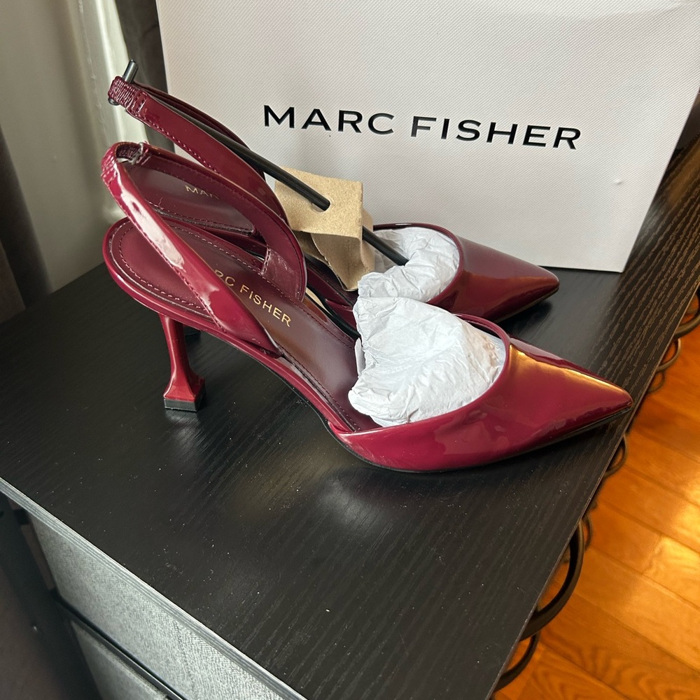 Marc Fisher Deep Red Slingback Heels